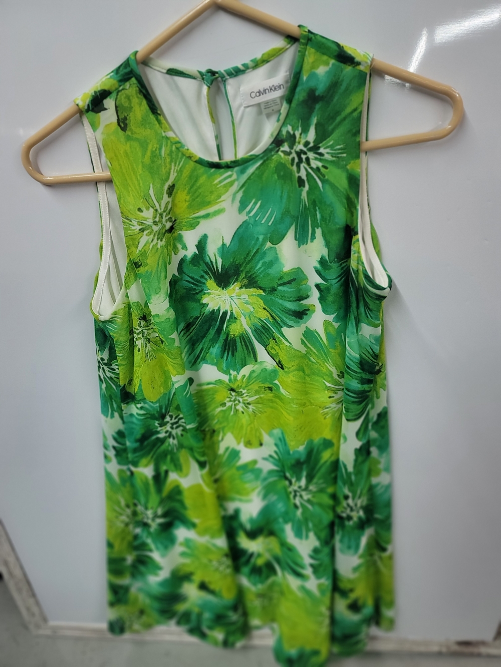 Calvin Klein Green Floral Scoop Neck Tank
